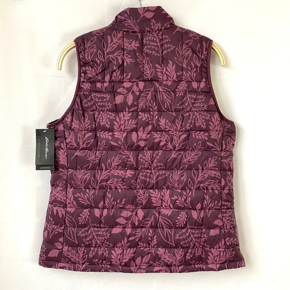 Eddie Bauer Alpine Puffer Vest Women S Wine Leaf Cottagecore Water Repellent NWT - Picture 2 of 14